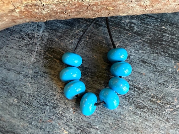 Turquoise Spacer Lampwork Beads For Jewelry Making, Small Beads For Earrings, Glass Beads For Jewelry Supply, Handmade Beads For Bracelets