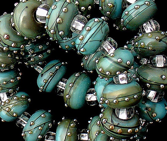 Lampwork Beads Copper Green Handmade Beads For Jewelry Patterned Beads Boho Bracelet Jewelry Making Jewelry Sets Debbie Sanders SRA Artist