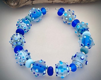 Blue Colorful Lampwork Beads For Jewelry Making Handmade Round Glass Beads For Jewelry Set Beads Jewelry Supplies Seasonal Jewelry