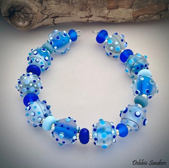 Blue Colorful Lampwork Beads For Jewelry Making Handmade Round Glass Beads For Jewelry Set Beads Jewelry Supplies Seasonal Jewelry