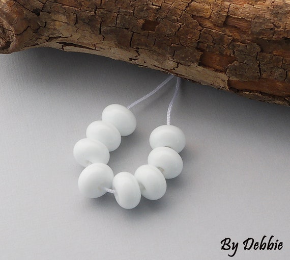 White Spacer Lampwork Beads For Jewelry Supplies, Glass Beads For Jewelry Design, Beads For Craft Supplies, Small Round Beads For Bracelet