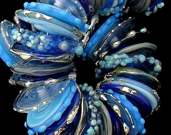 Glass Discs Lampwork Beads Glass Beads Handmade Beads Blue Beads Jewelry Supply Beads For Jewelry Disc Necklace Bead Bracelet Debbie Sanders