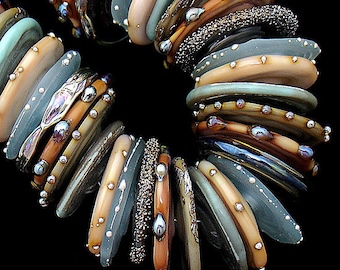 Bohemian Beads for Jewelry Making Handmade Lampwork Disc Beads For Bracelet Beading Unique Beads Crafting Supplies Debbie Sanders SRA Artist