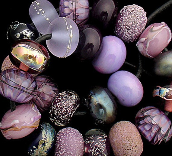 Purple Lampwork Beads For Statement Necklace Round Glass Beads Jewelry Supplies Beaded Bracelets Bohemian Beads Debbie Sanders SRA Artist