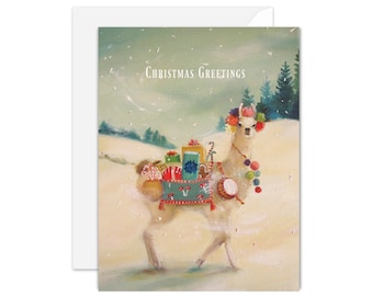 The Christmas Llama. BOX SET of 8 Cards. One Design.