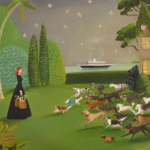 Miss Moon Was A Dog Governess. Lesson Fourteen: Give A Warm Welcome....Art Print. Janet Hill Studio image 2