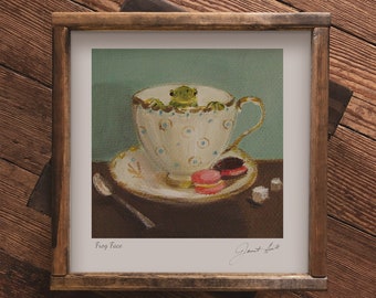 Frog Face. Art Print From Miniature Oil Painting. Janet Hill Studio