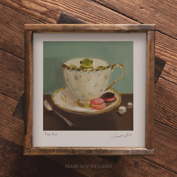Frog Face. Art Print From Miniature Oil Painting. Janet Hill Studio