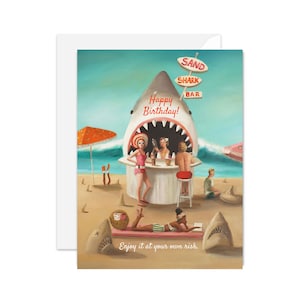 Bar aux requins de sable. Carte d'anniversaire. Réf. JH1177