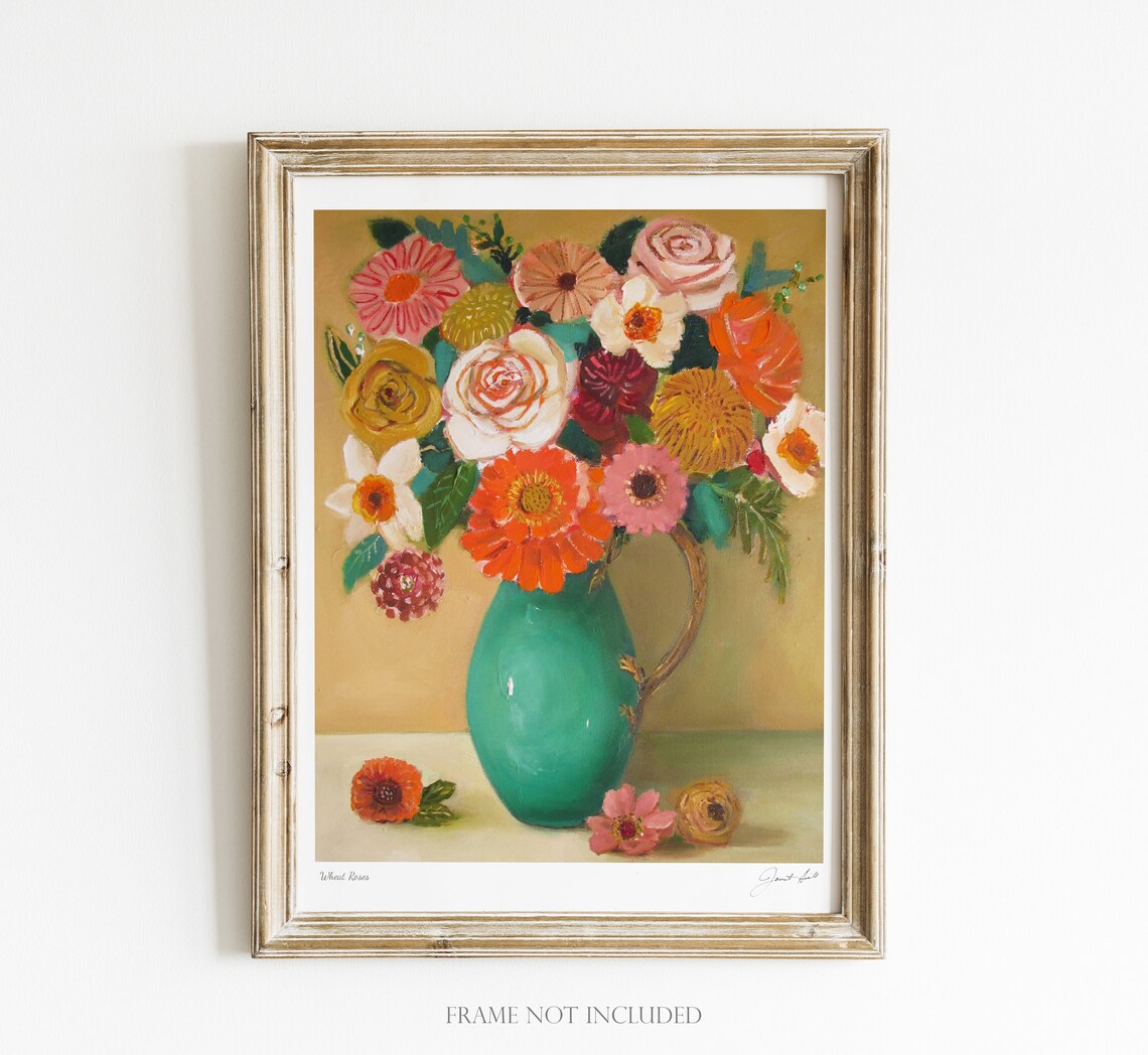 Wheat Roses. Art Print. Janet Hill Studio - Etsy