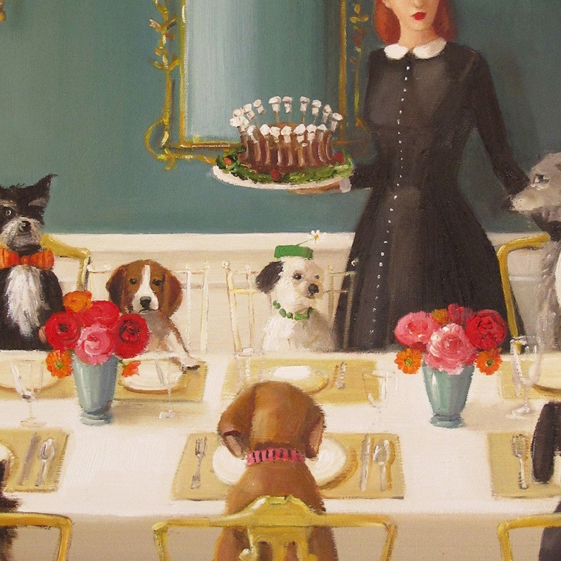 Miss Moon Was A Dog Governess. Lesson Four: A Well Mannered Dog Is A Well Bred Dog. Art Print. Janet Hill Studio image 2