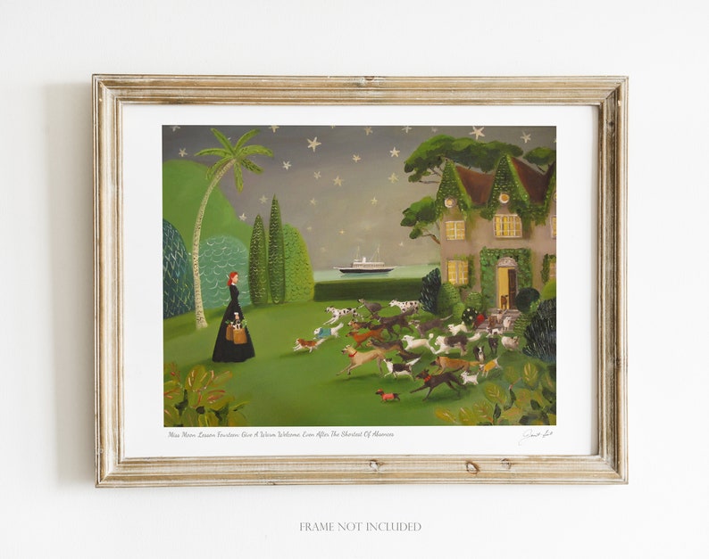 Miss Moon Was A Dog Governess. Lesson Fourteen: Give A Warm Welcome....Art Print. Janet Hill Studio image 1