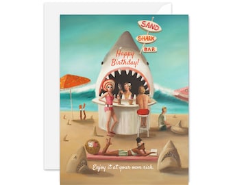 Sand Shark Bar. Birthday Card. SKU JH1177