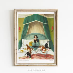 Mademoiselle Mink Breakfasts In Bed.  Art Print. Janet Hill Studio