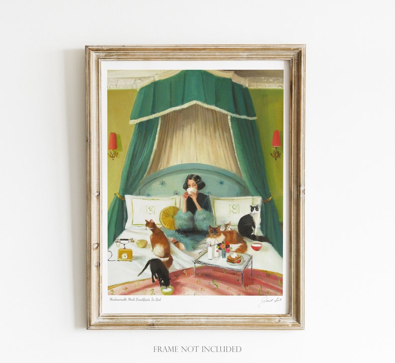 Mademoiselle Mink Breakfasts In Bed. Art Print. Janet Hill Studio image 1