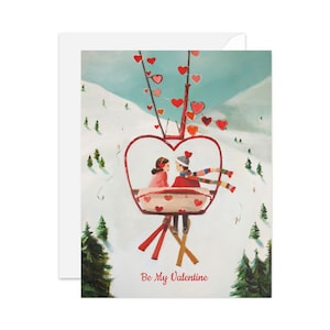 Ski Lovers. Valentine's Day Card. SKU JH1153