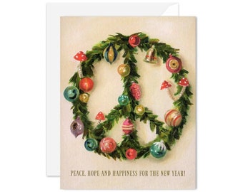 Peace Wreath. BOX SET of 8 Cards. One Design.