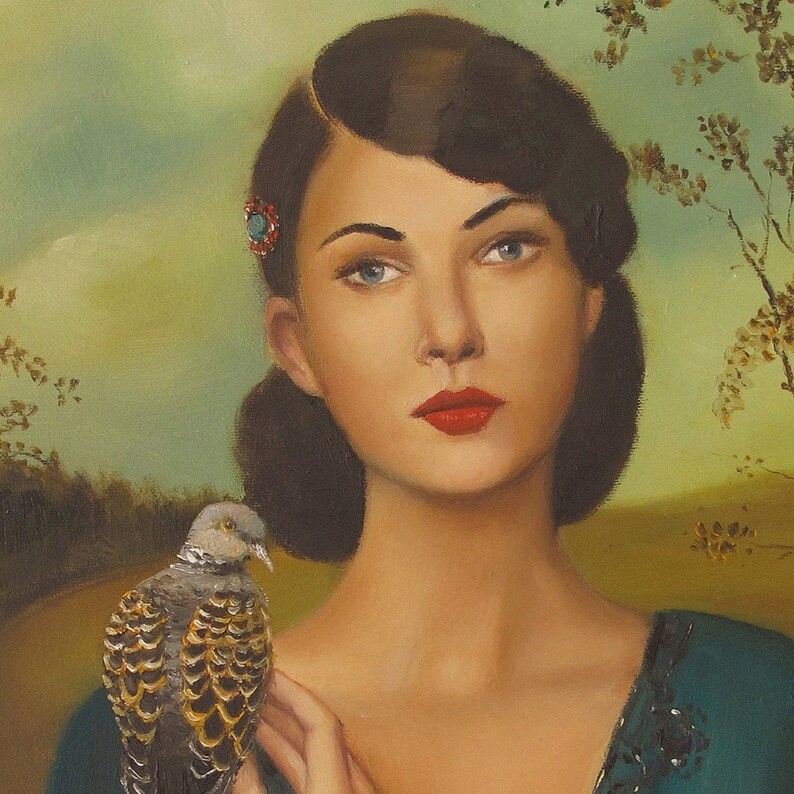 Elspeth With Her Turtledove. Art Print. Janet Hill Studio image 2
