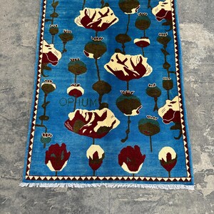 Handmade Afghan Wool Rug - 3.5x5 ft Traditional Floral Design, Elegant Vintage Area Carpet, Bohemian Home Decor, Artisan Craftsmanship