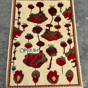 Handmade Afghan Wool Rug - 3x4 ft Traditional Floral Design, Elegant Vintage Area Carpet, Bohemian Home Decor, Artisan Craftsmanship