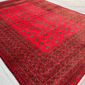 2mx2,5m Bukhara Mowri Teppich | Handgeknüpfter afghanischer Wollteppich | Turkmenisches Geometrisches Muster | Großer Rustikaler Teppich | Schlafzimmer Boden Dekor