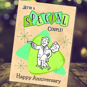 Biglietto d'auguri per l'anniversario di Fallout, stampabile, download digitale, biglietto d'auguri per coppie di anniversario SPECIALE, formato PDF, formato 5x7 e 4x6, ritratto con bonus
