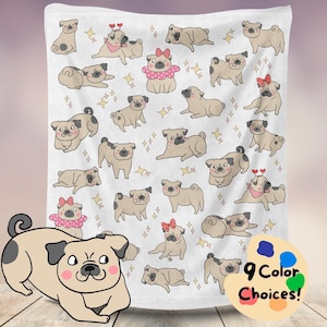 Cozy Pug Lover's Blanket Cute Pug Sofa Bed Cover Cute Dog Lover Gift Animal Print Cartoon Pug Throw Blanket Unique Couch Decor