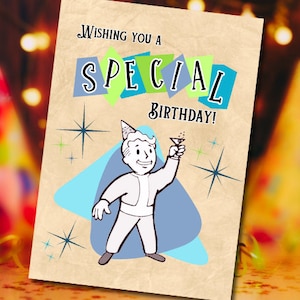 Fallout Birthday Card Printable Digital Download SPECIAL Geburtstagskarte PDF 5 x 7 und 4 x 6 Hochformat mit Bonus