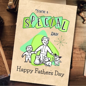 Carte de fête des pères Fallout imprimable en téléchargement numérique Carte de fête des pères PDF 5 x 7 et 4 x 6 portrait avec bonus