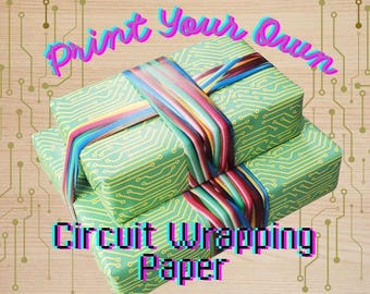 Papel de regalo imprimible para circuitos impresos Papel de regalo imprimible para frikis de la informática Papel de regalo para tecnología para frikis de la tecnología moderna