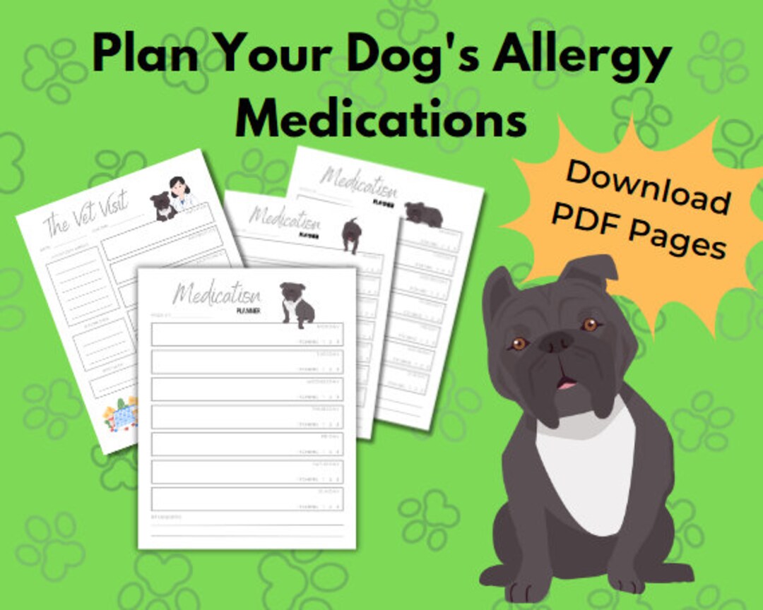 Canine Allergy Medication Management Planner Pages Stay on Top of Your