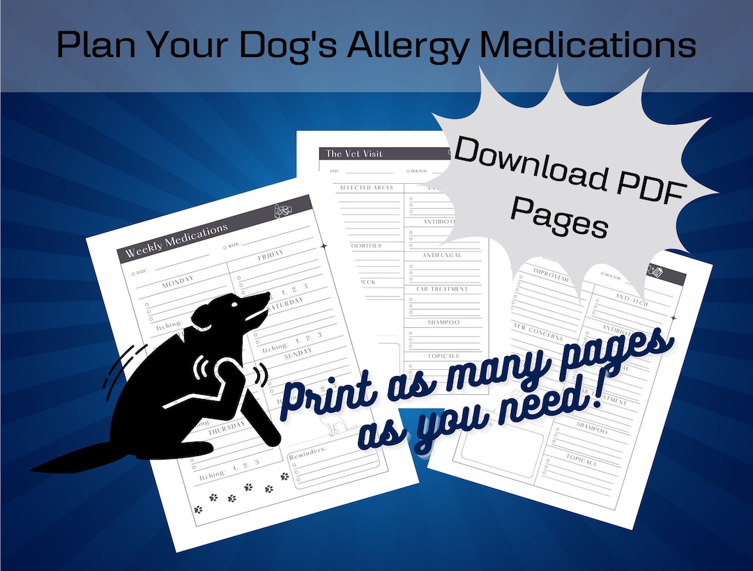 Itchy Allergy Dog Medication Tracker, Veterinary Visit, Pet Health