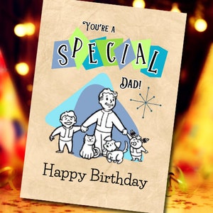 Tarjeta de cumpleaños de papá de Fallout Descarga digital imprimible Tarjeta de cumpleaños de padre PDF 5x7 y 4x6 Retrato con bonificación