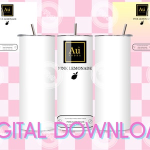 PNG digitale 20 once AU Vodka Pink Lemonade Full Wrap PNG Modello per la sublimazione del bicchiere Fai regalo