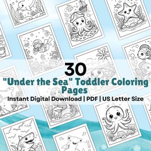 Under the Sea Toddler Coloring Pages | 30 Coloring Pages | Under the Sea Kids Coloring Book | Sea Creatures Printable | Kids Coloring Book