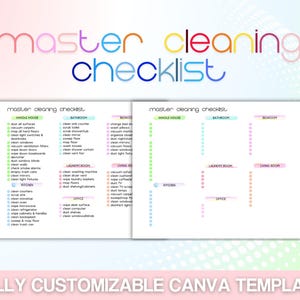 Lista de verificação de limpeza principal | Cronograma de limpeza | Lista de verificação de limpeza a fazer | Lista de limpeza para impressão | Lista de limpeza amigável para TDAH |