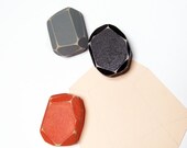 Modern Geometric Magnets, Faceted Wood Magnet Set, Spice Orange, Stone Gray, Aubergine, Wood Gems, Modern Office or Home, Made to Order