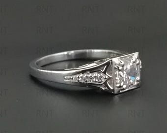 Ancienne Bague Jonc Alliance – Métal Argenter – Pierre Verte – Taille 63 – Art Déco