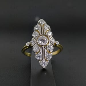Art Deco Moissanite Ring: Vintage Style 925 Silver Gold Filigree