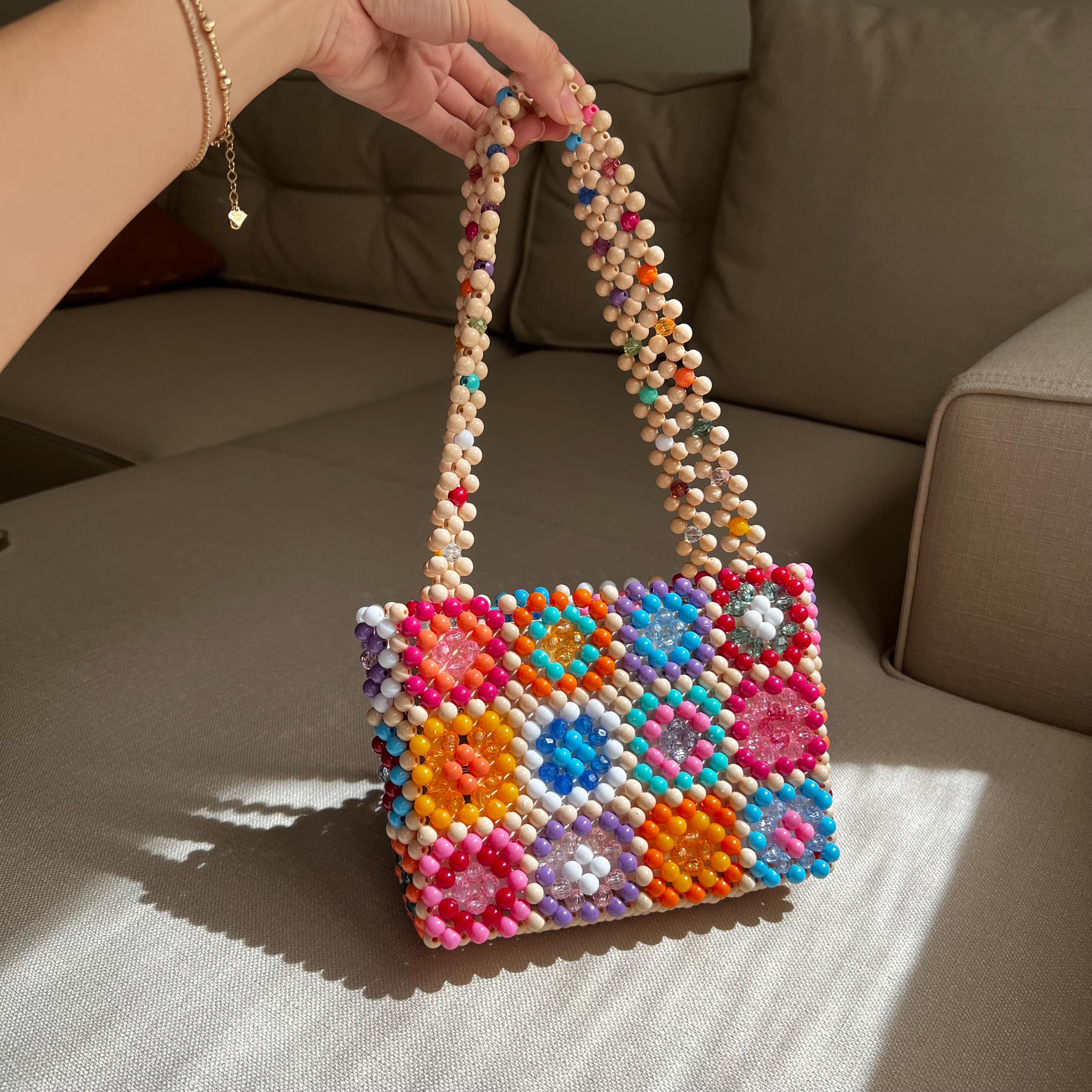 Borsa Serale In Georgette Lavorata All'uncinetto Con Perle E Perline Dorate – Accessorio Vintage Per Matrimoni E Feste – Regalo Unico - 2