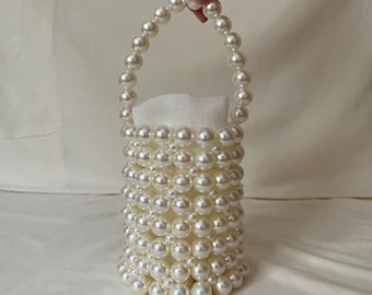 Pochette faite main avec perles et perles : sac à main pour mariée avec bandoulière amovible