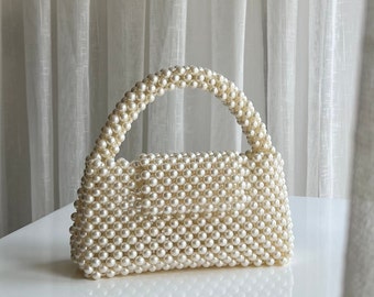 Parel kralen bruiloft handtas, clutch parel, parel avondtasje, bruids tas voor bruiloft, faux parel tas, tas parel, parel tas, crème bruids portemonnee