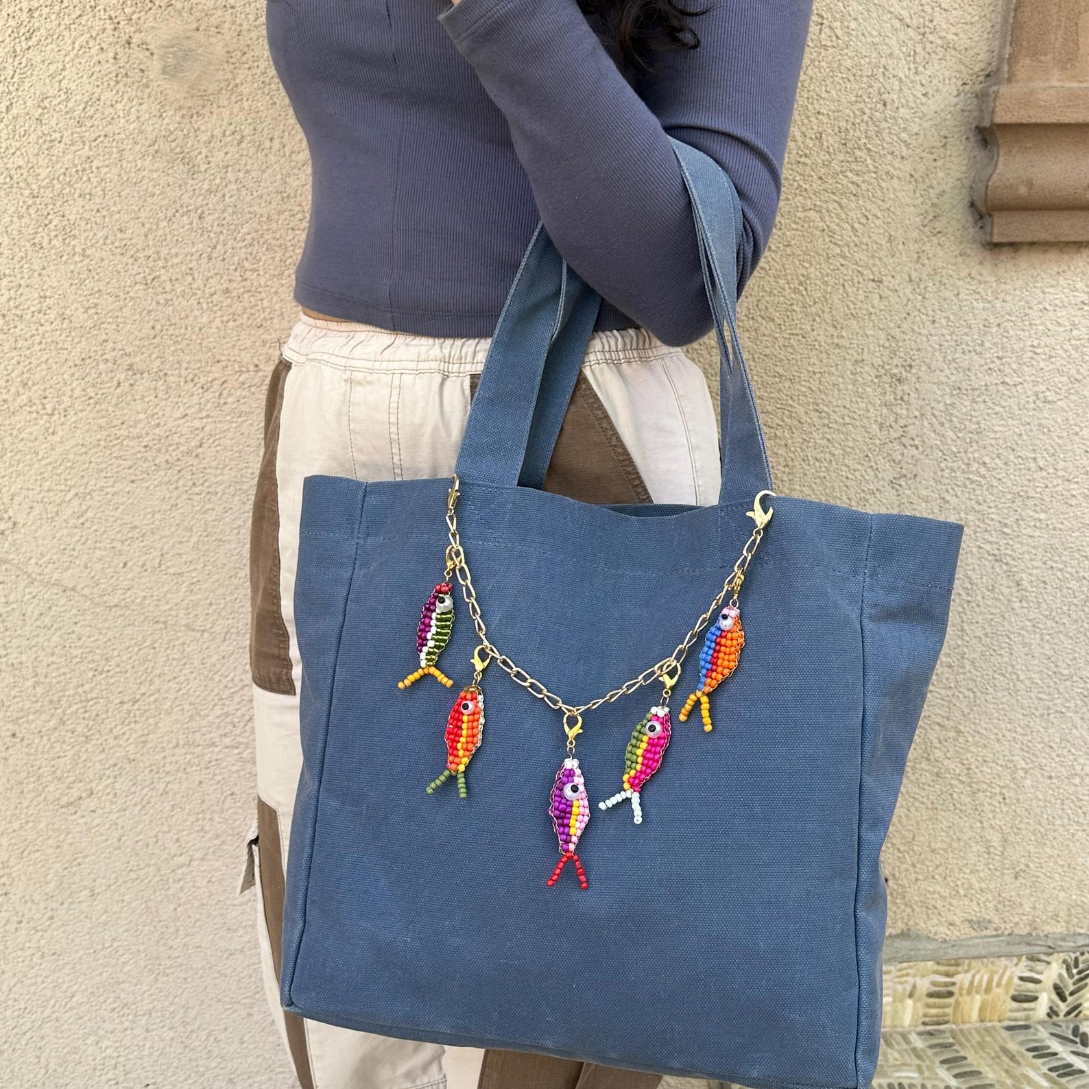 Handmade Beaded Fish Keychain: Colorful Bag Charm - Etsy