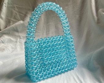 Handmade Crystal Beaded Bag: Midnight Blue Shoulder Bag