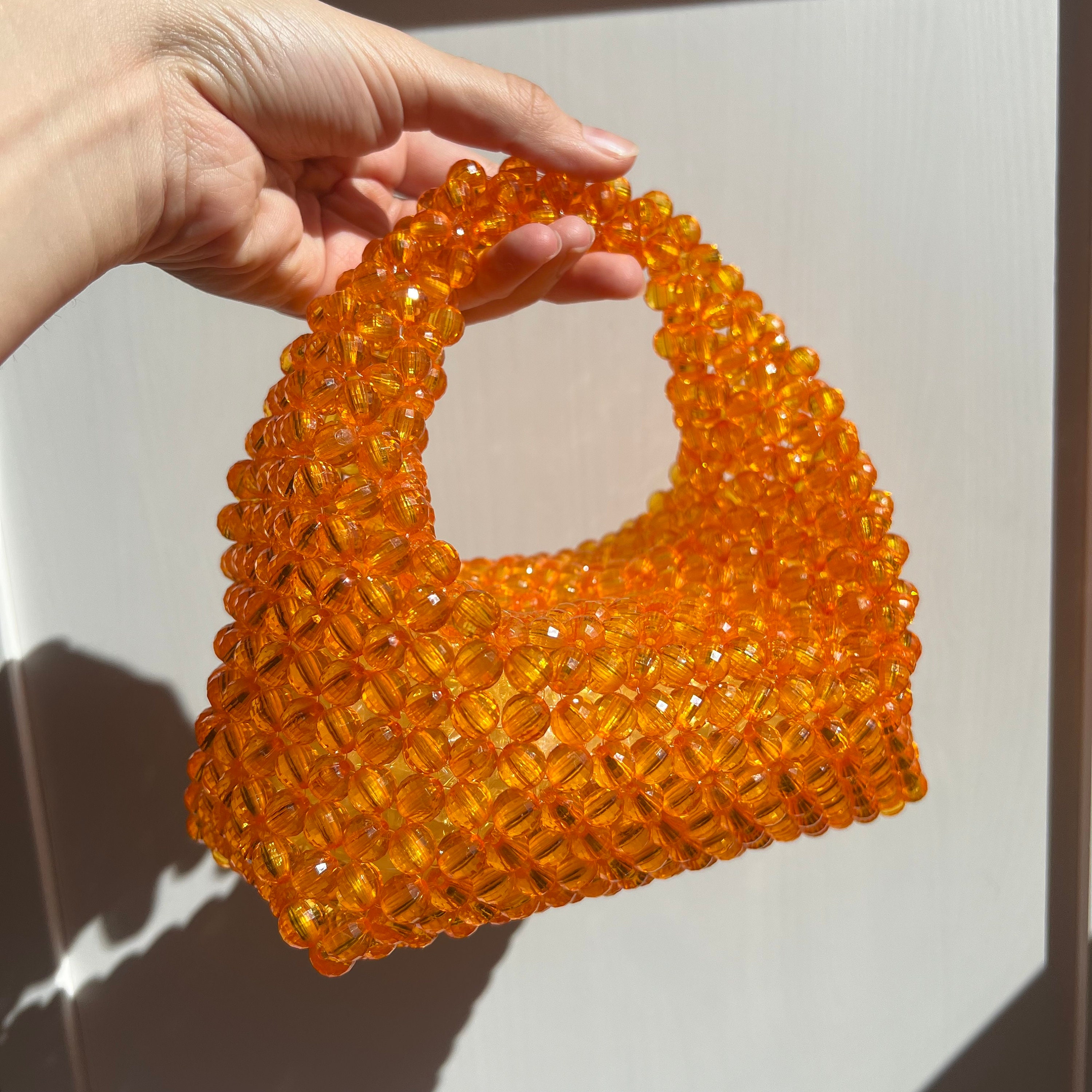 Orange Crystal Beaded Bag for Women Bead Shoulder Bag Women Bead Bag Bead Bag Orange Bead Bag Top Handle Bead Bag Etsy Canada