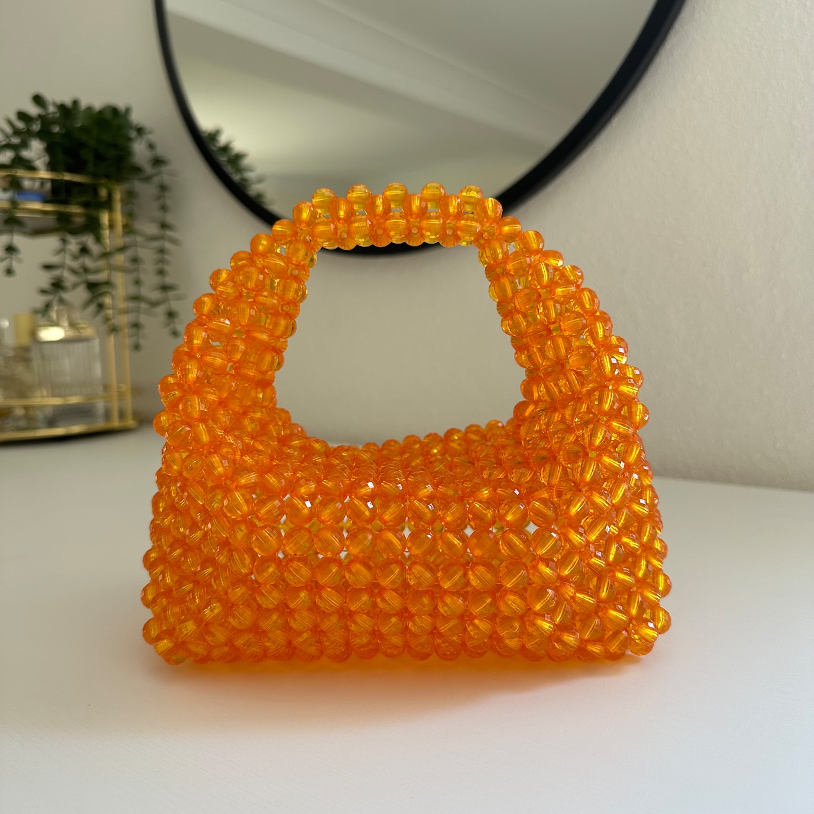 Zesty Orchard Orange Lemon Floral Beaded Shoulder Bag