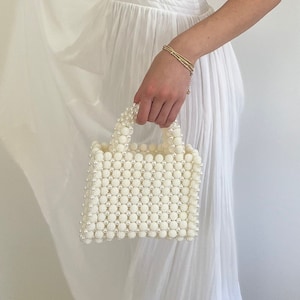 Handmade Pearl Beaded Clutch Bag: Vintage Wedding Handbag