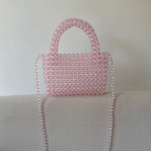 Rosa Kristall Perlen Tasche für Frauen, Abendkupplung Geldbörse, moderne Schultertasche, Pave Prom Top Griff Tasche, Minimalistische Crossbody Handtasche