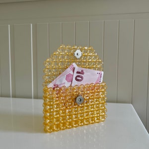 Gelbe Perlen Kartenhalter, Perlen Brieftasche, Orange Perlen Brieftasche, Rosa Perlen Brieftasche, Kristall Mini Perlen Tasche, Kristall Perlen Brieftasche