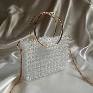 Handmade Crystal Beaded Bag: Transparent Crossbody Evening Bag